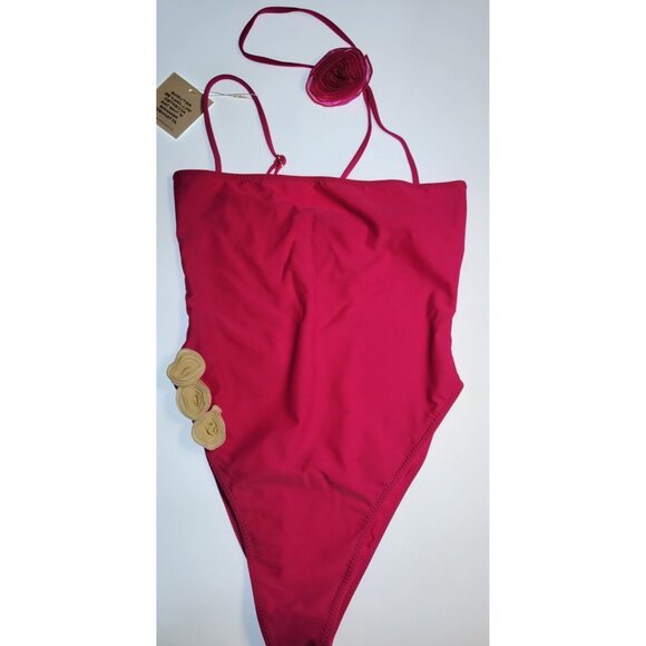SAME One Piece Swimsuit Womens Fiusha Sz Large Flower in The Throat